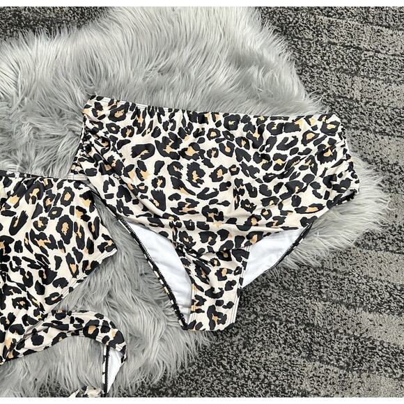 Leopard Wrap Around 2pc Women's Plus Size 3xl Swim Suit W/Tummy Control - Picture 3 of 3